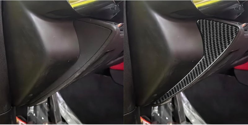 Edinstry 2pcs Automotive Dashboard Steering Wheel Lower Front Slot Sides Black Carbon Fiber Decoration Compatible With Corvette C8 2020-2024 Dashboard Side Panel Sticker Trim Soft Carbon Fiber Sticker - Image 3